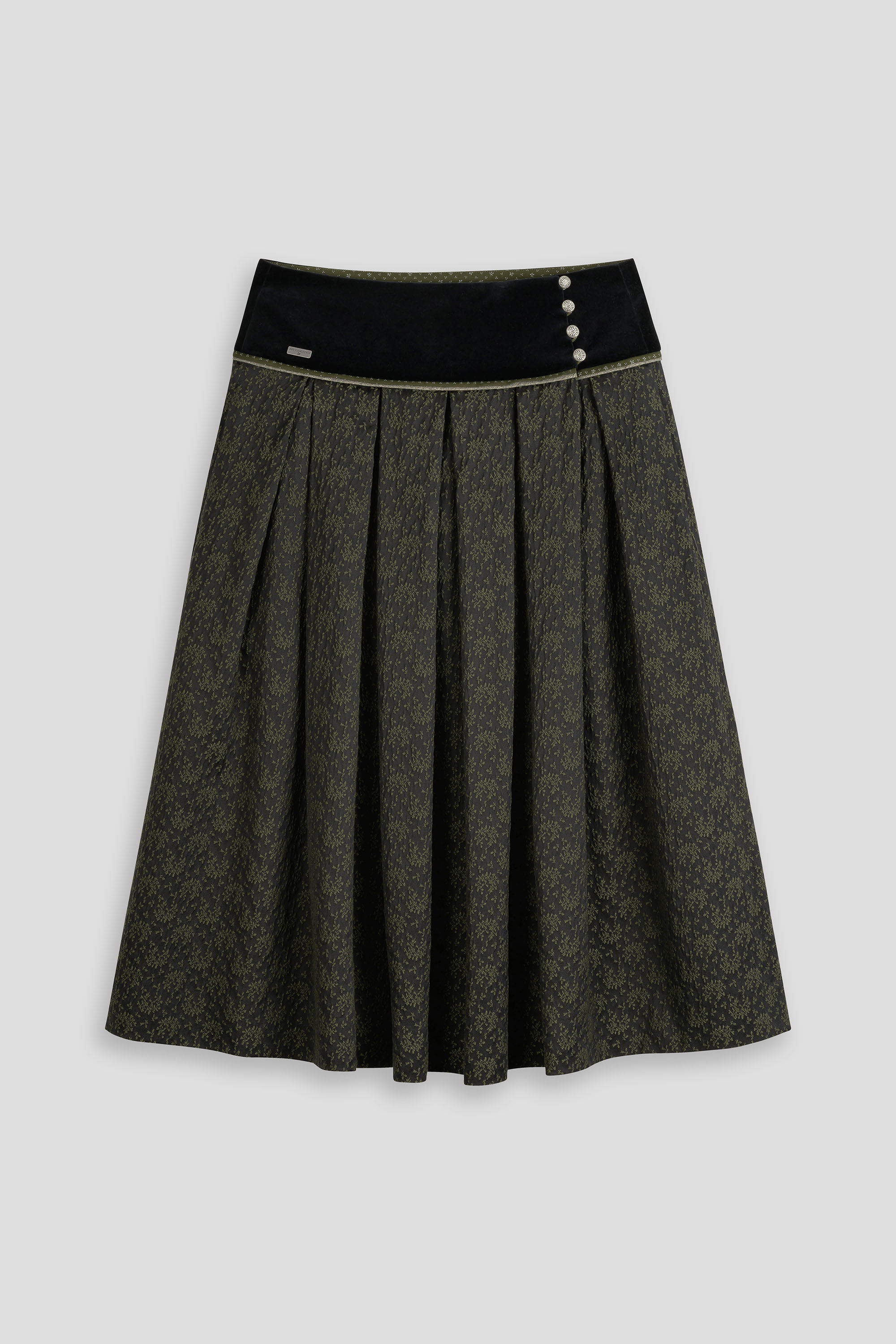 Trachtenrock-lang-elegant-festlich-schwarz-gruen-Gmaschelt
