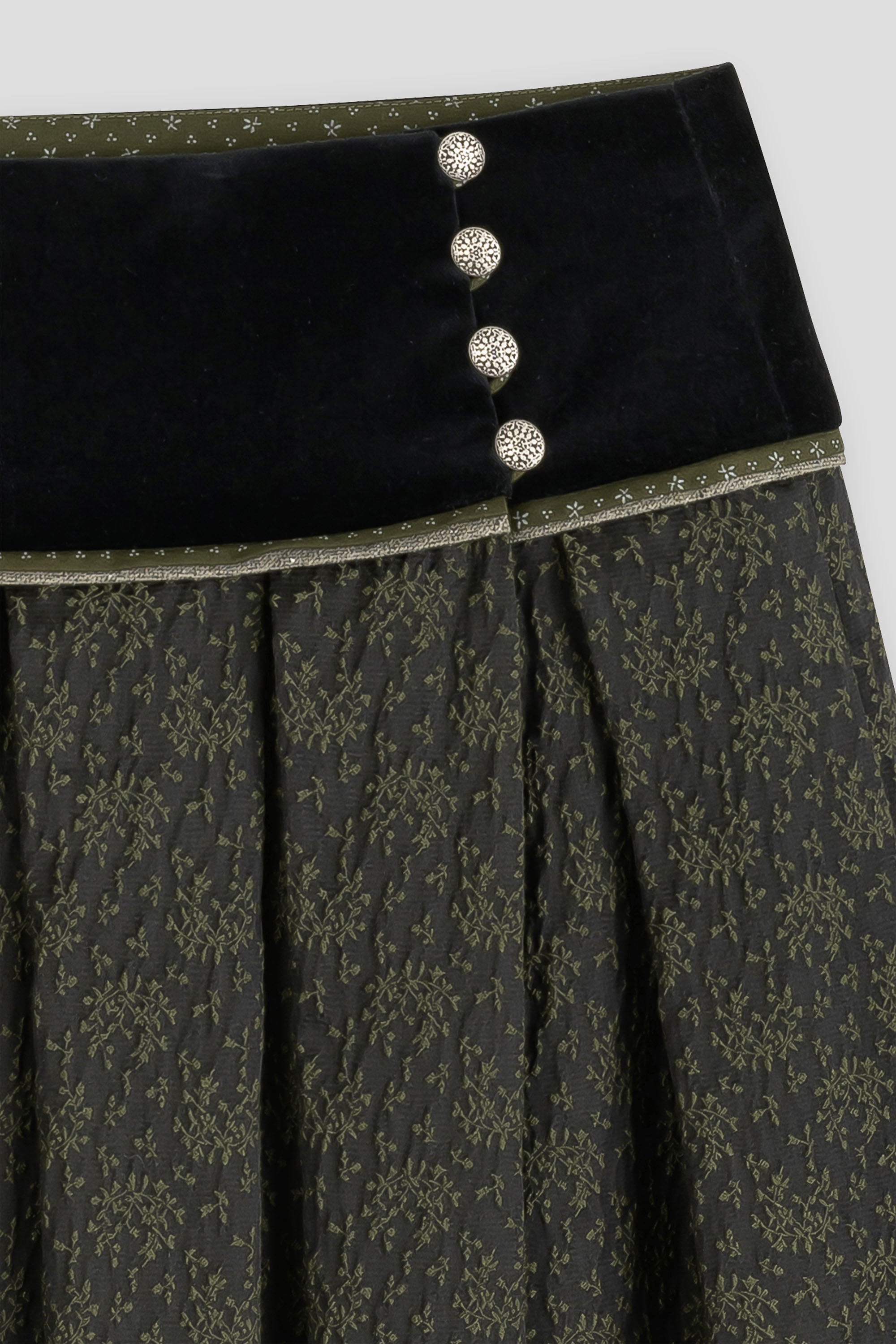 Trachtenrock-lang-elegant-festlich-schwarz-gruen-Gmaschelt