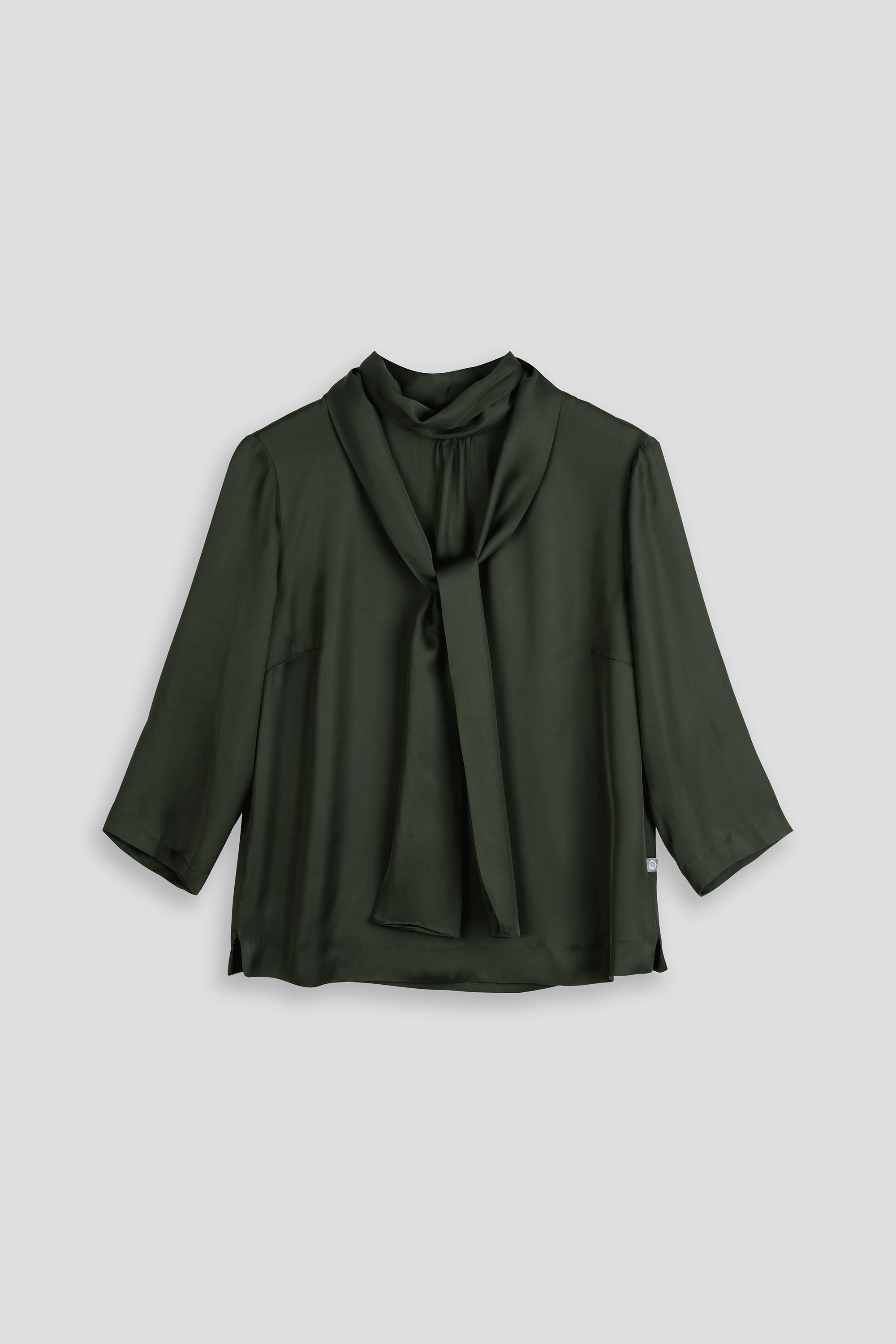 Bluse-Damen-Satin-Schluppe-dunkelgruen-Antonia