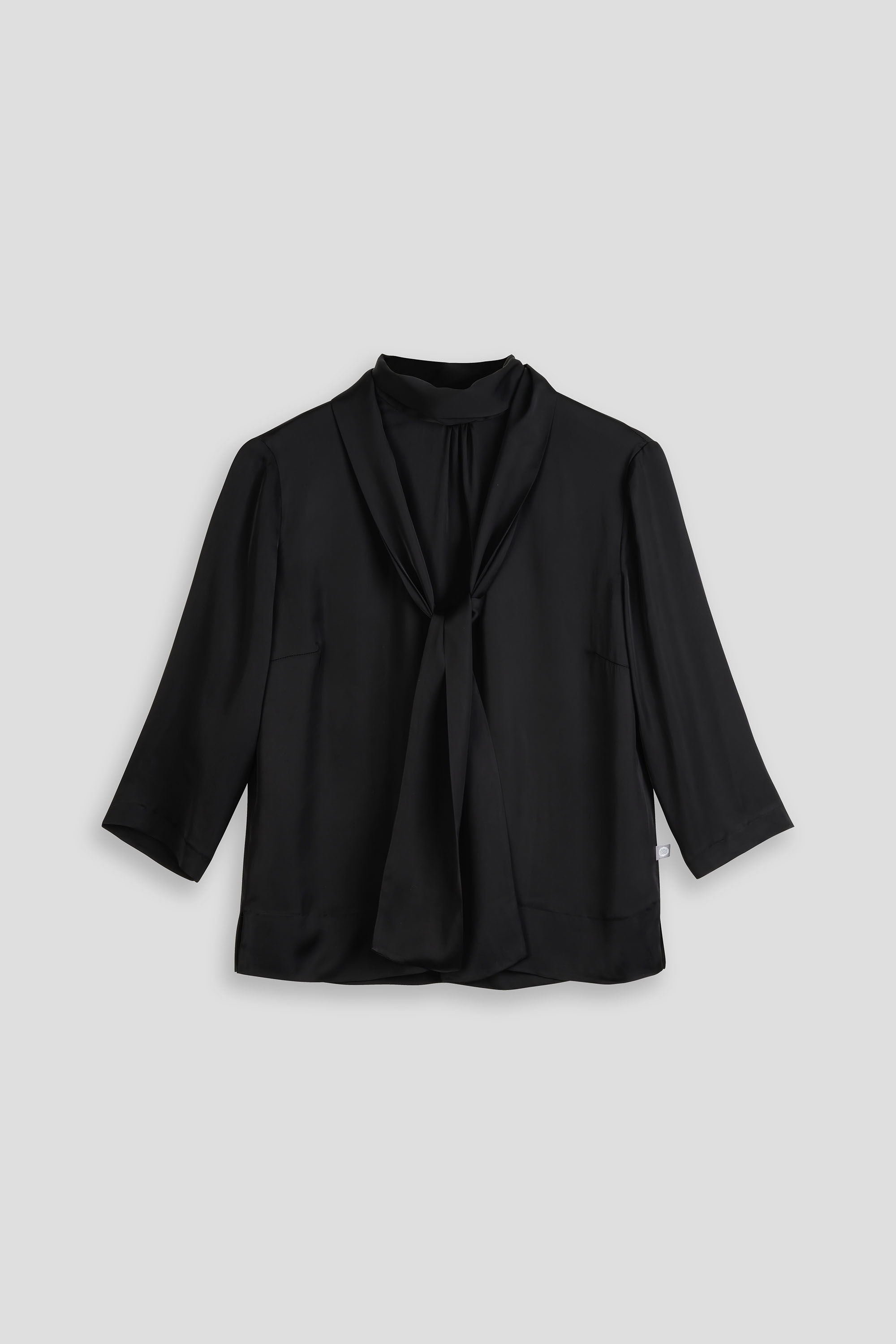 Bluse-Damen-Satin-Schluppe-schwarz-Antonia