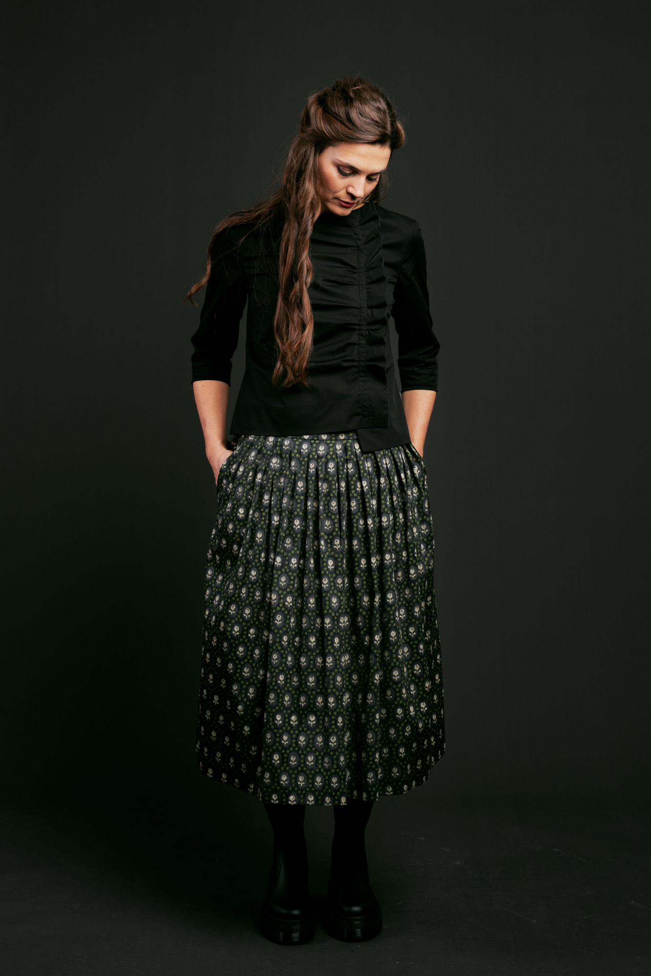 Bluse-Damen-Rueschen-schwarz-Lara