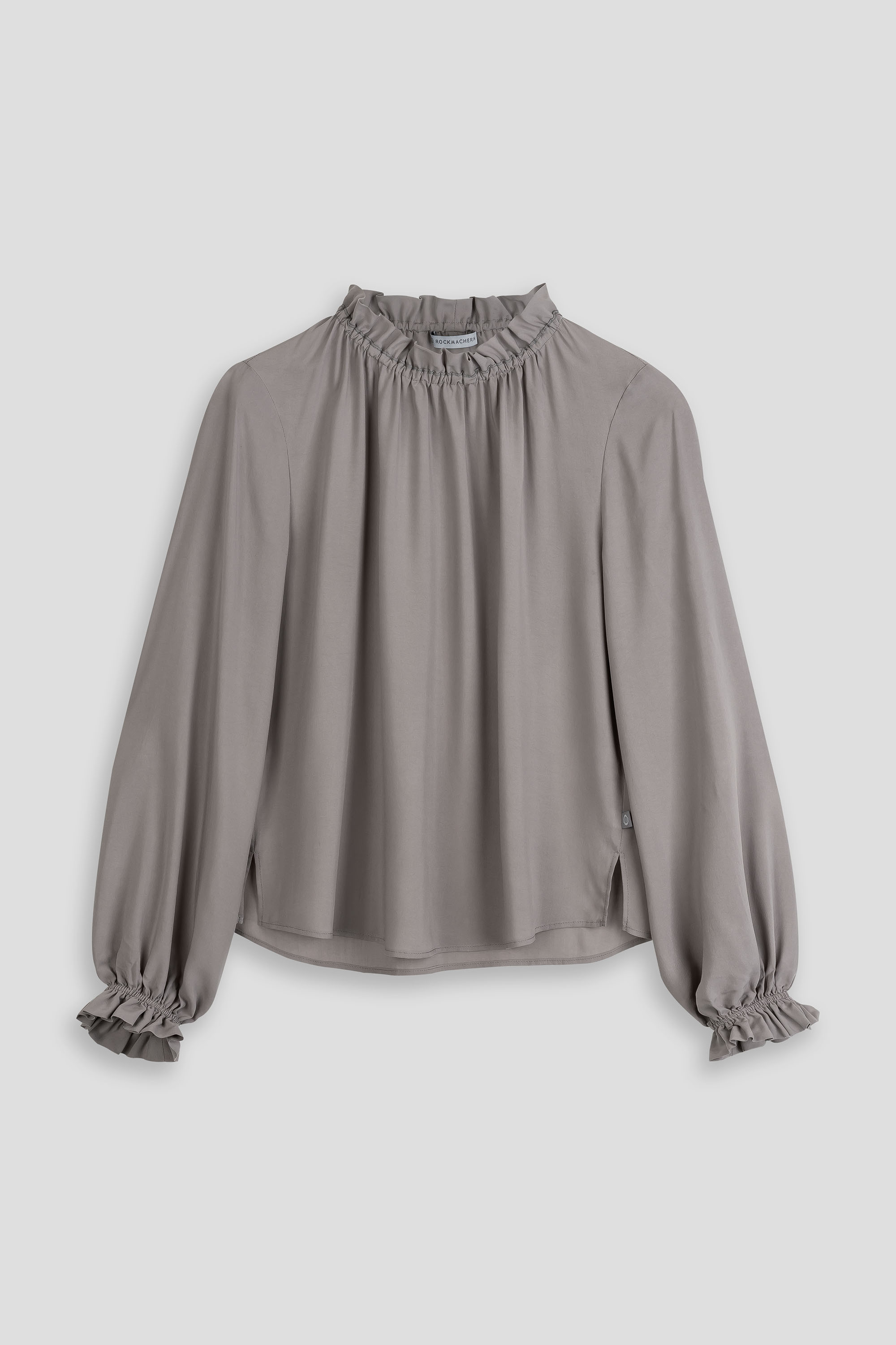 Bluse-Damen-Rueschen-grau-Emma