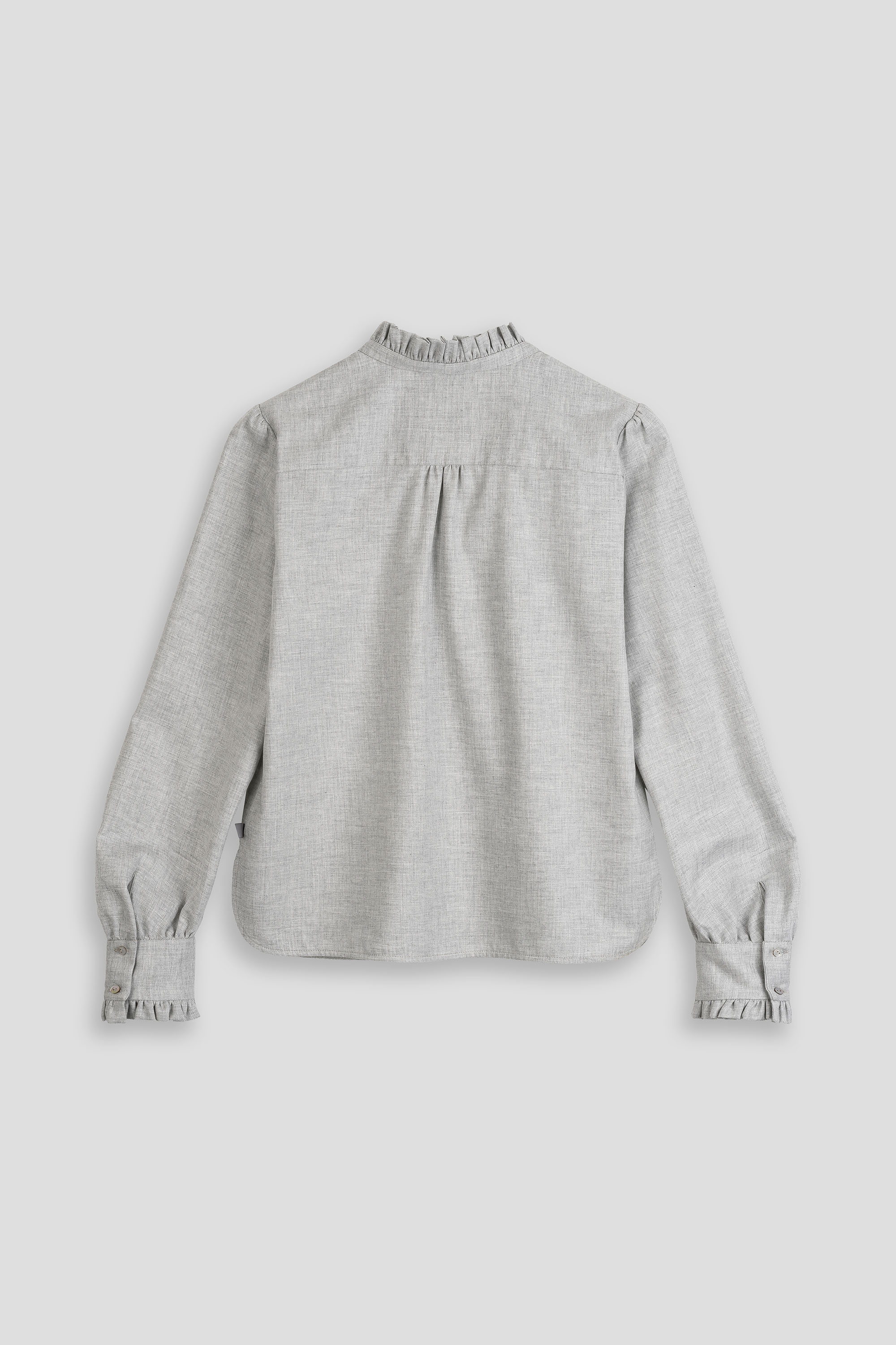 Bluse-Damen-Baumwolle-Winter-hellgrau-Rueschen-Susanna