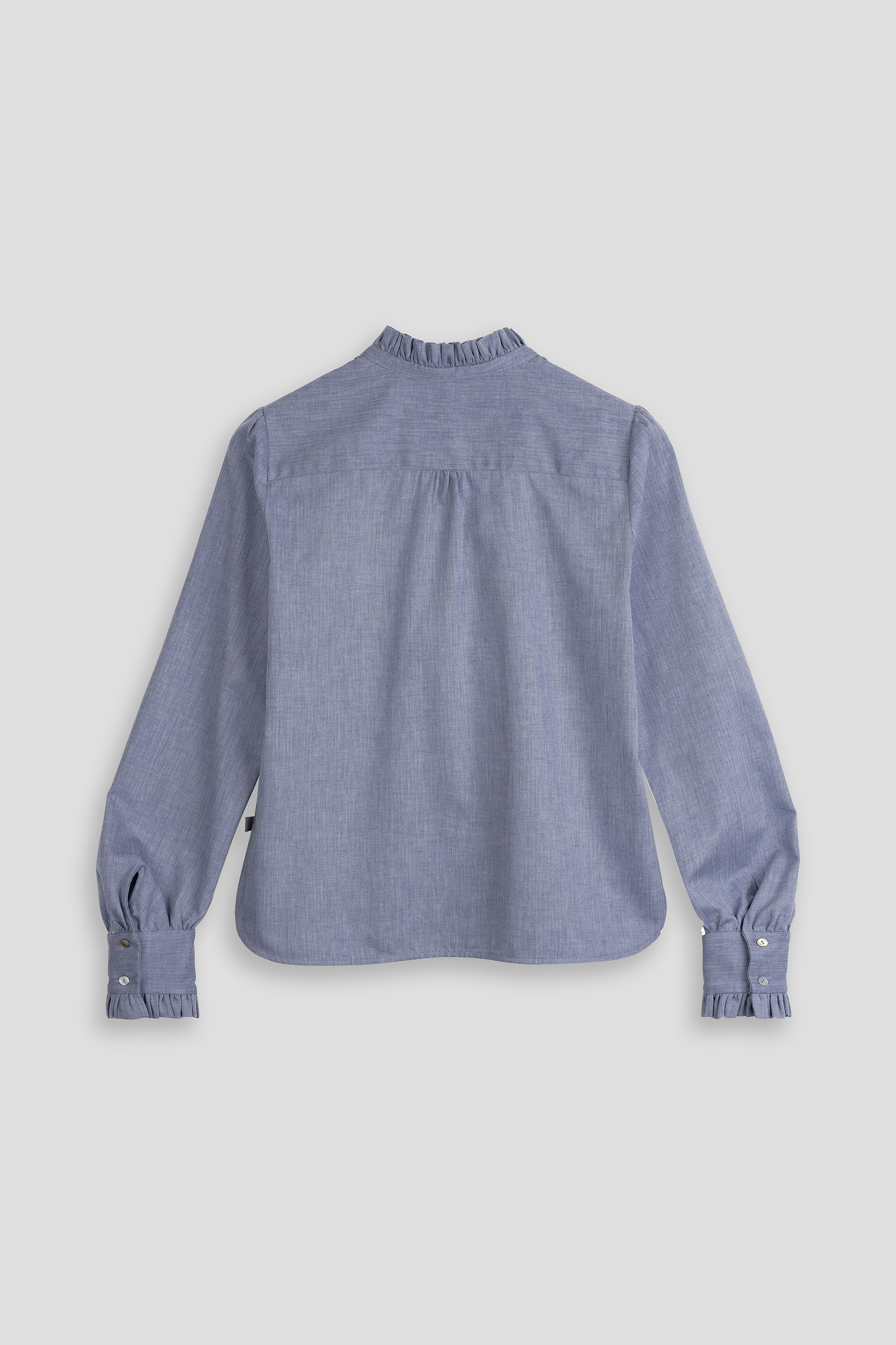 Bluse-Damen-Baumwolle-Winter-blau-Rueschen-Susanna