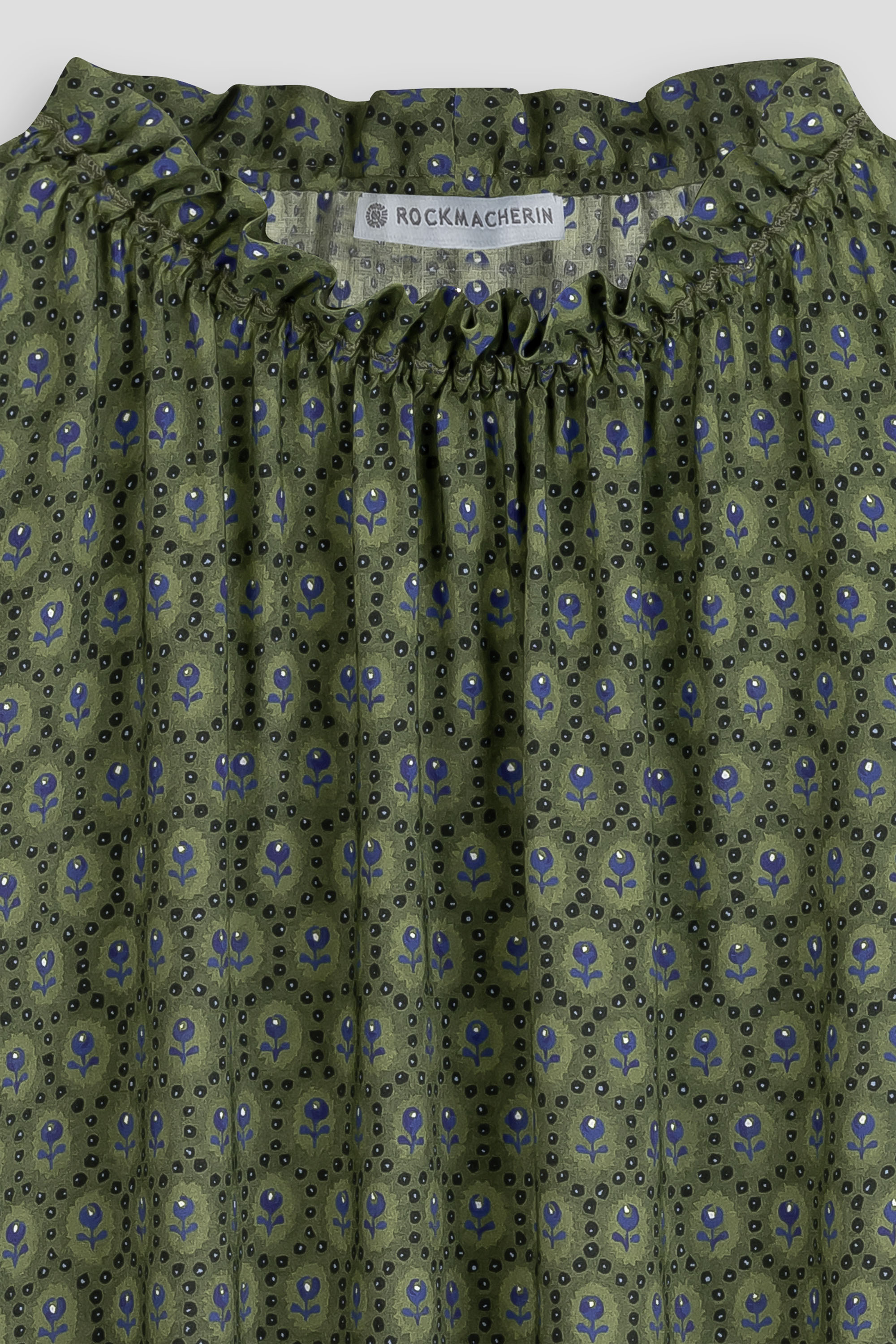 Bluse-Damen-Rueschen-Muster-gruen-blau-Emma