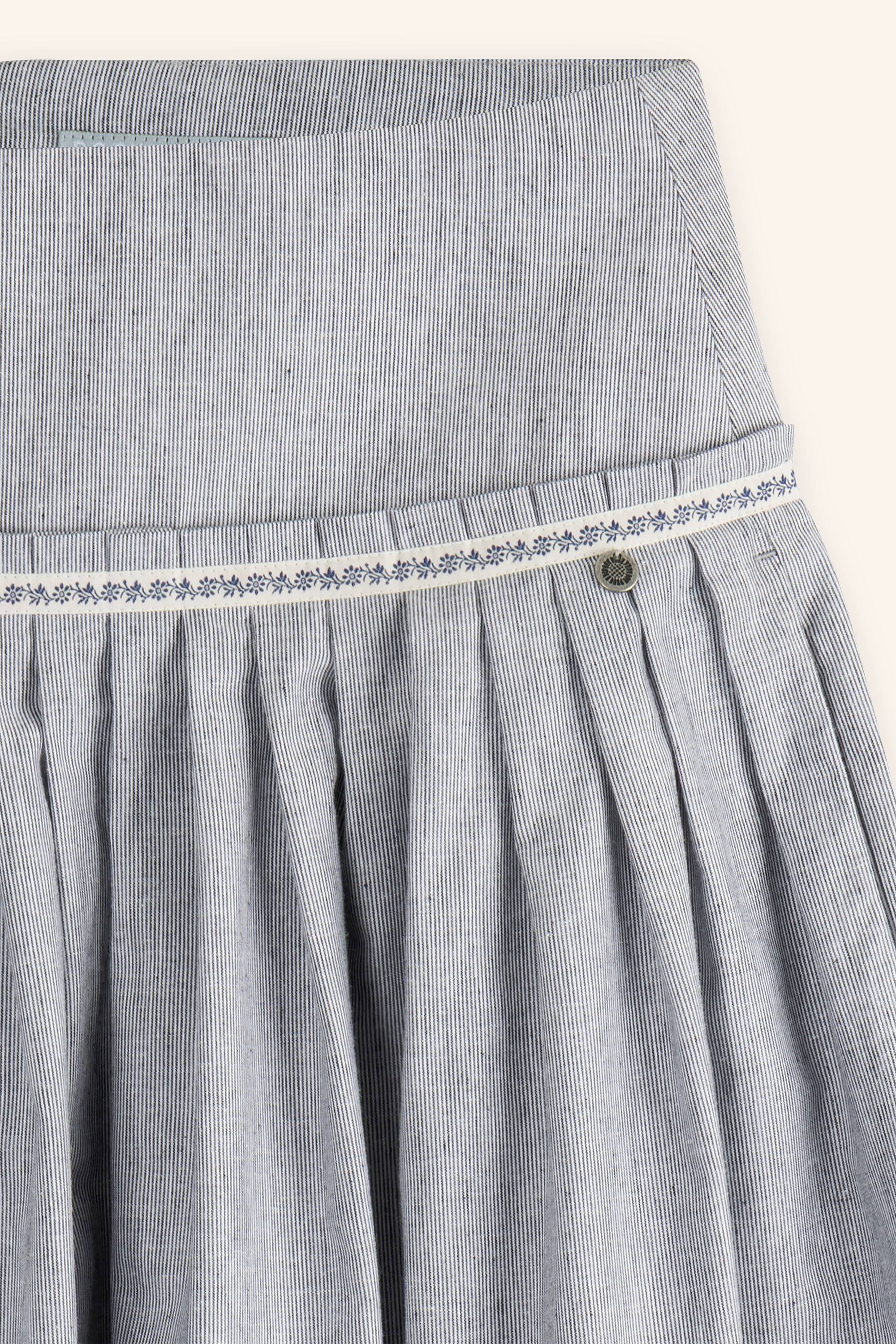 Trachenrock-lang-Streifen-graublau-Weissach