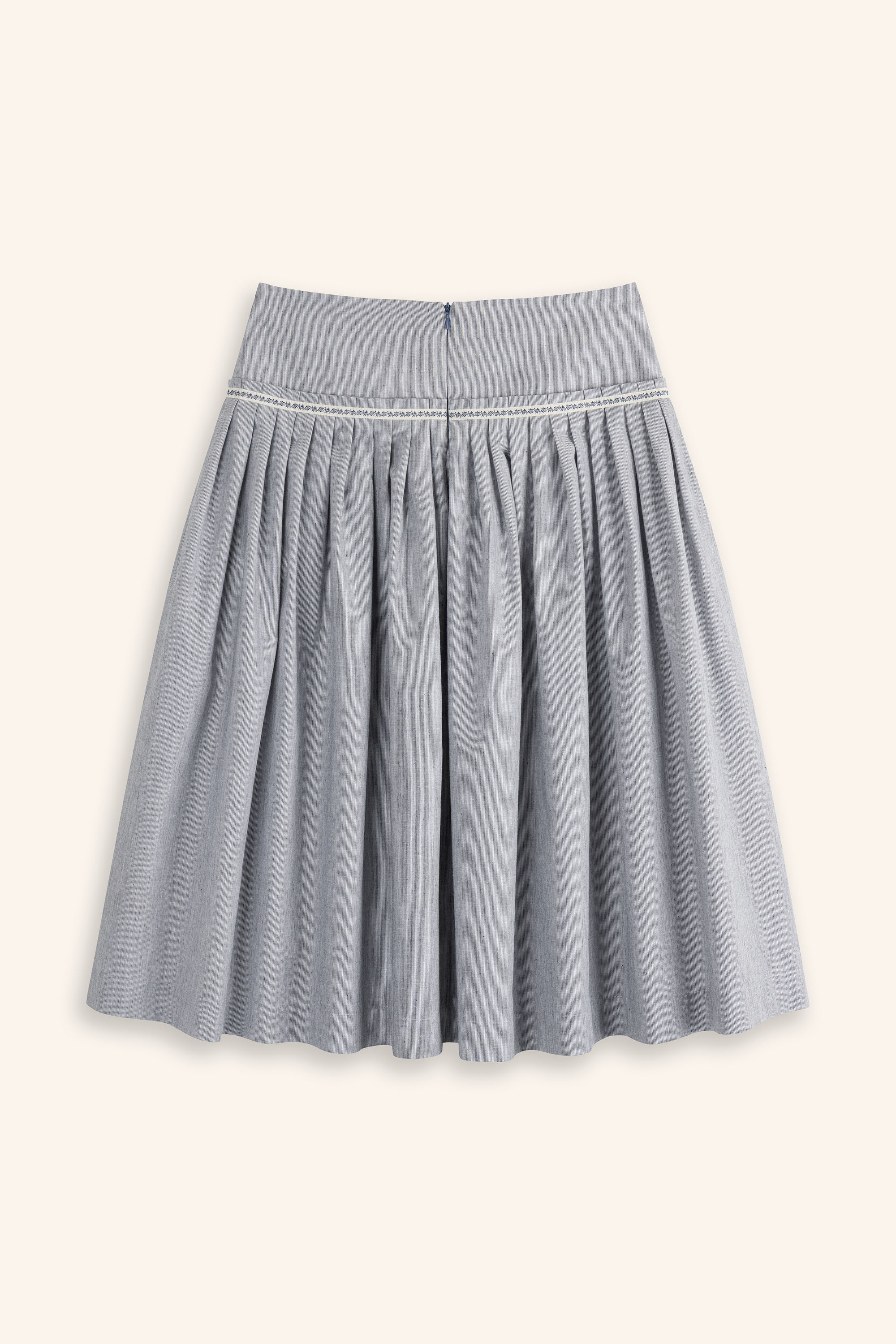 Trachenrock-lang-Streifen-graublau-Weissach