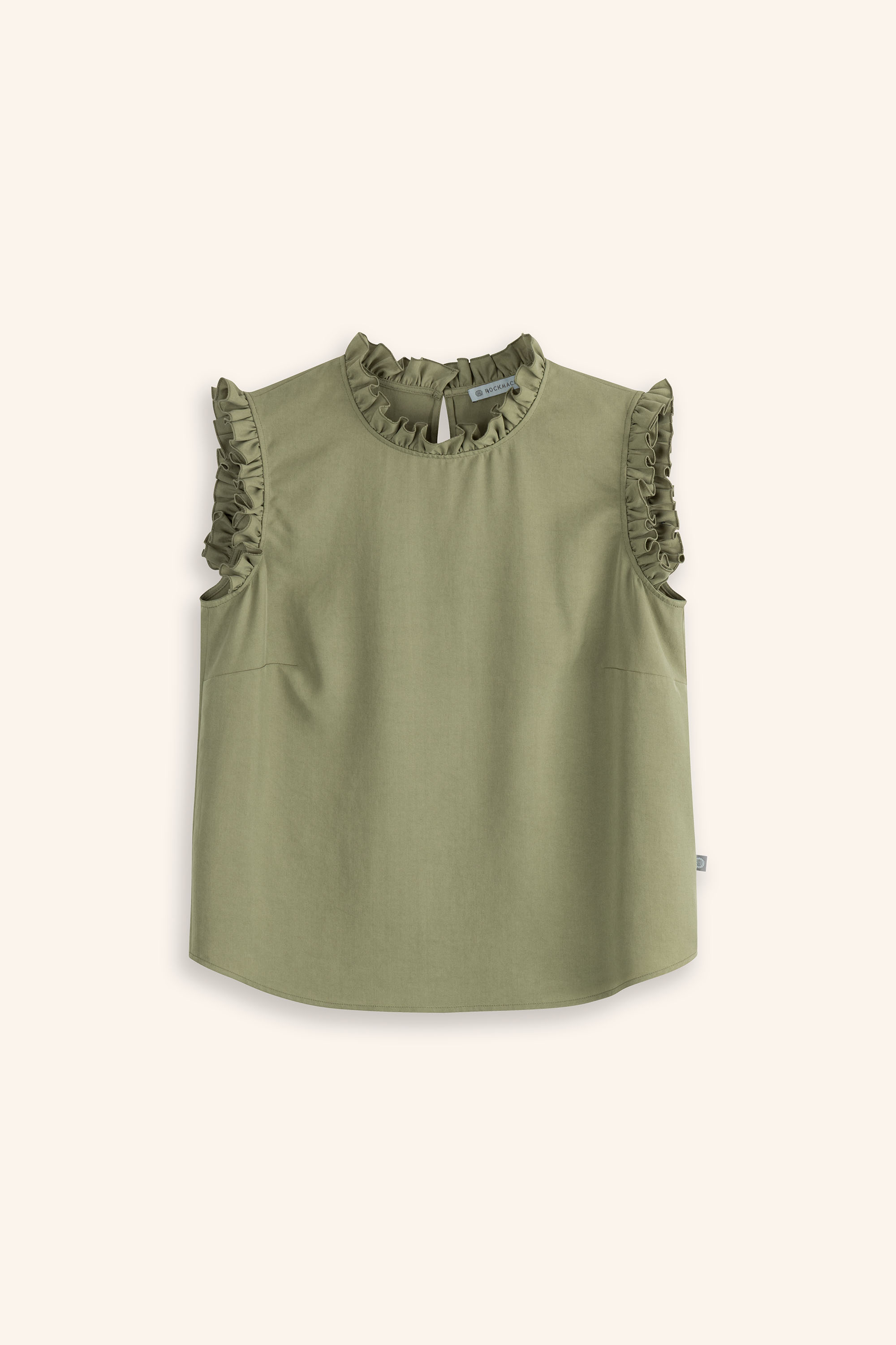 Trachtenbluse-Rueschen-aermellos-olivgruen-Iris