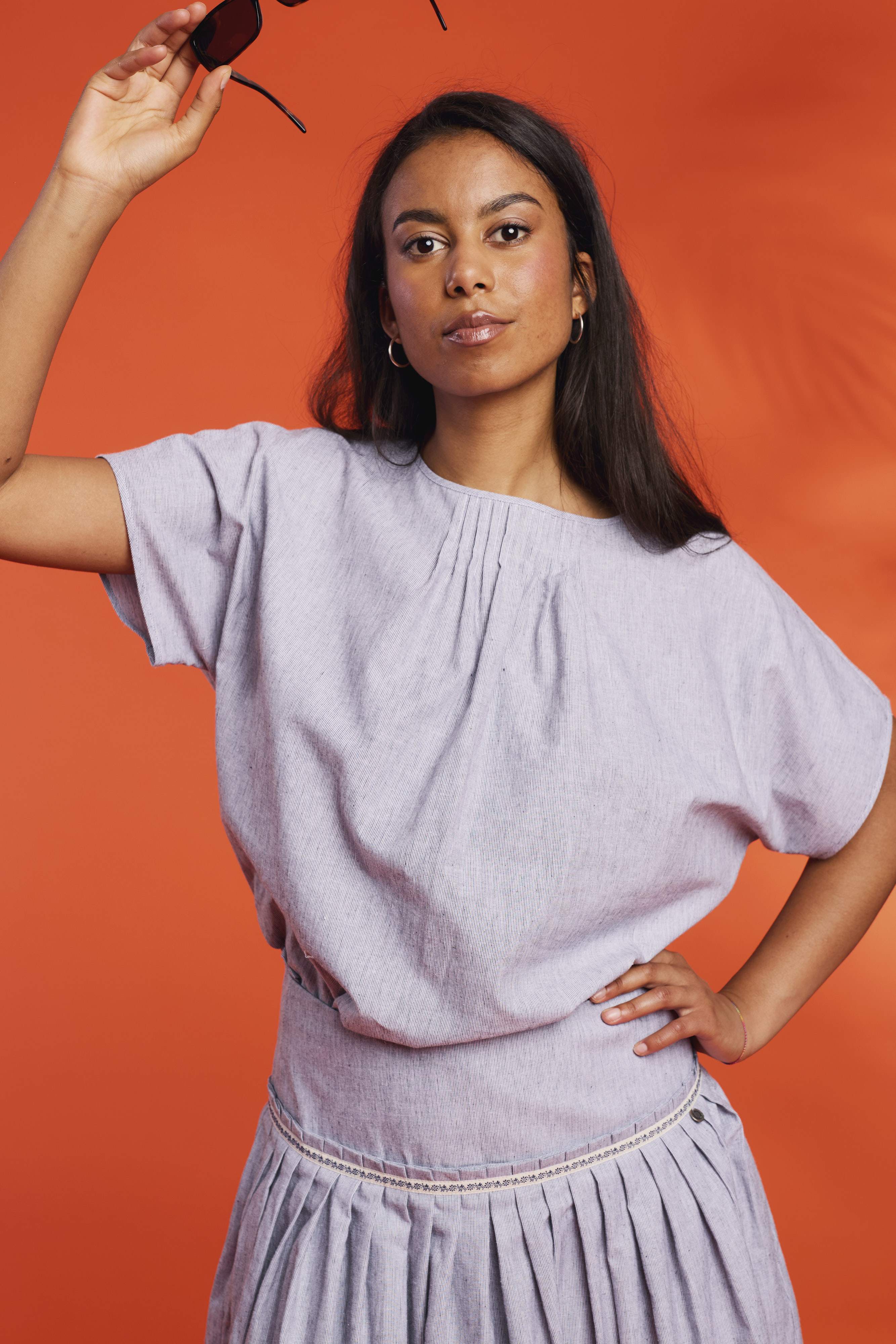 Bluse-Streifen-graublau-Olga