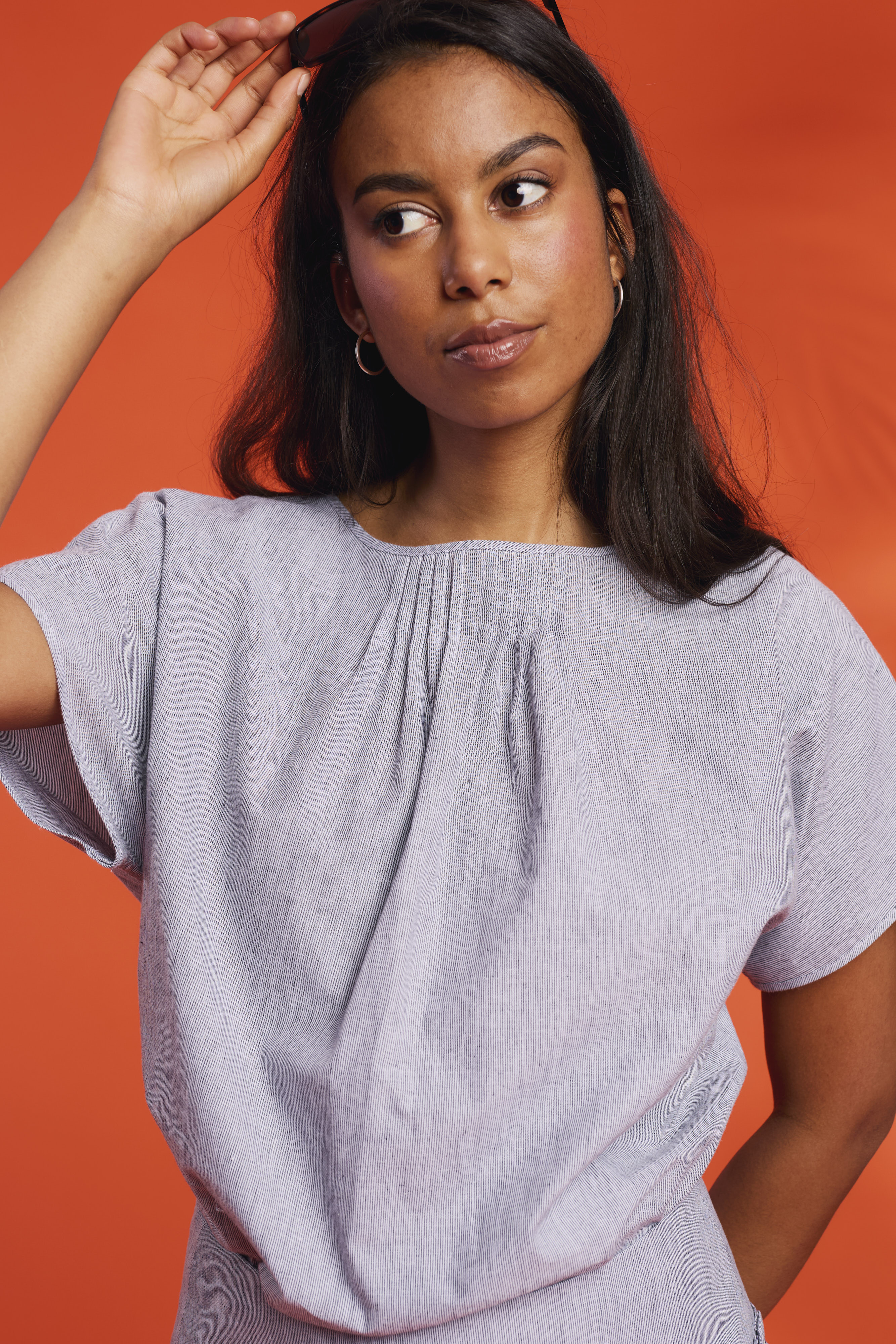 Bluse-Streifen-graublau-Olga