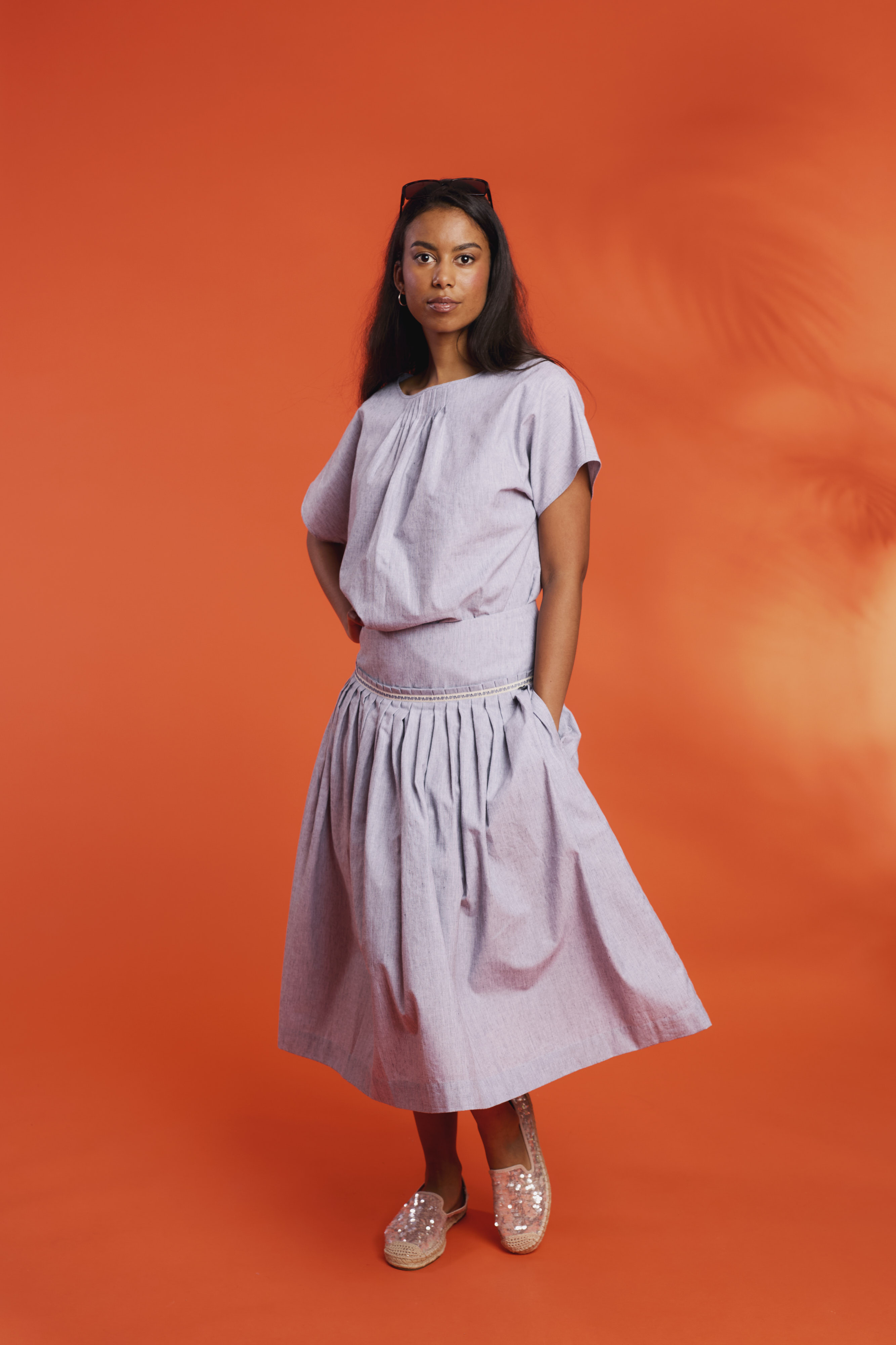 Bluse-Streifen-graublau-Olga