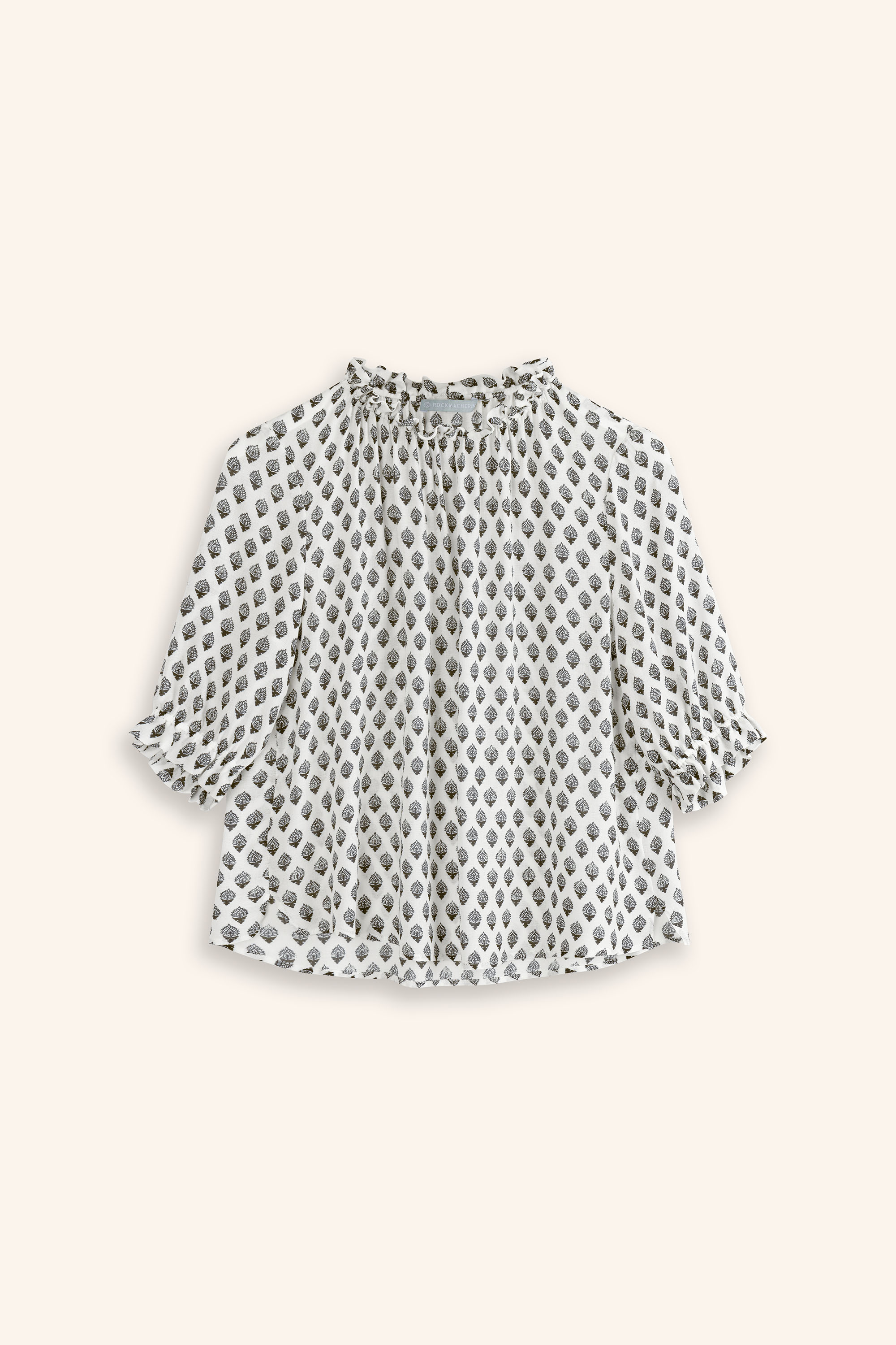 Trachenbluse-gemustert-Rueschen-schwarz-Erna