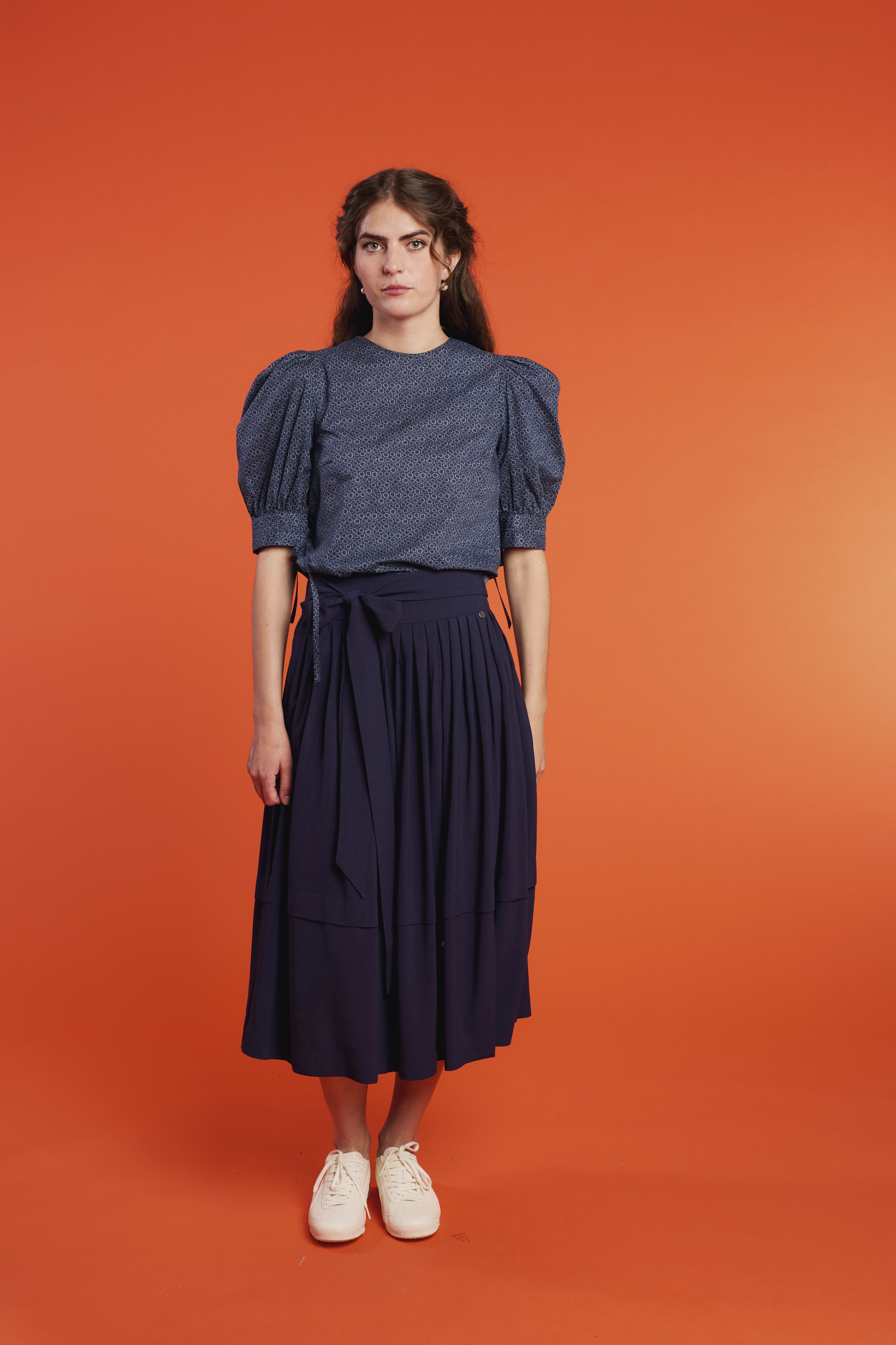 Bluse-Damen-Muster-marineblau-Tula