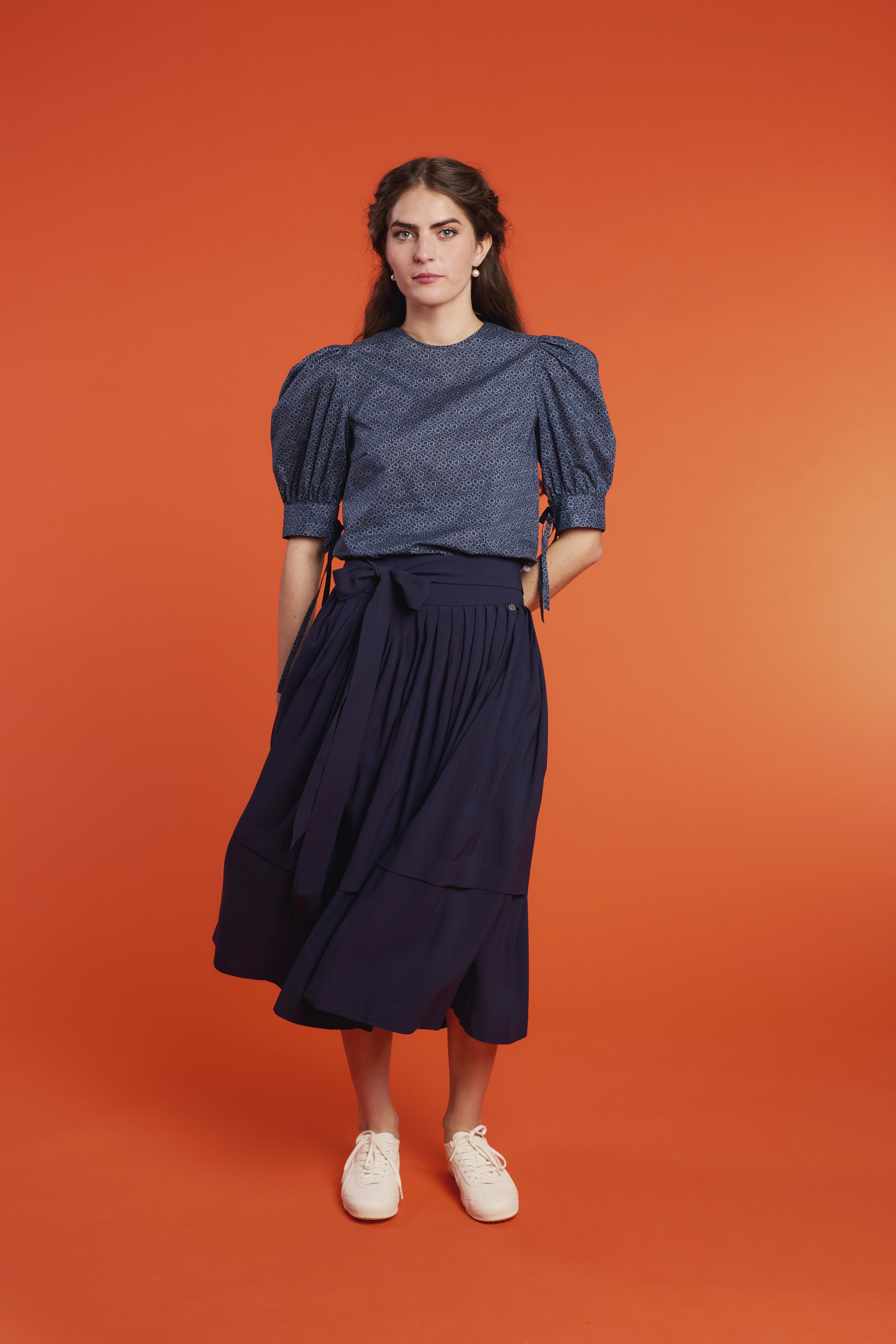 Bluse-Damen-Muster-marineblau-Tula