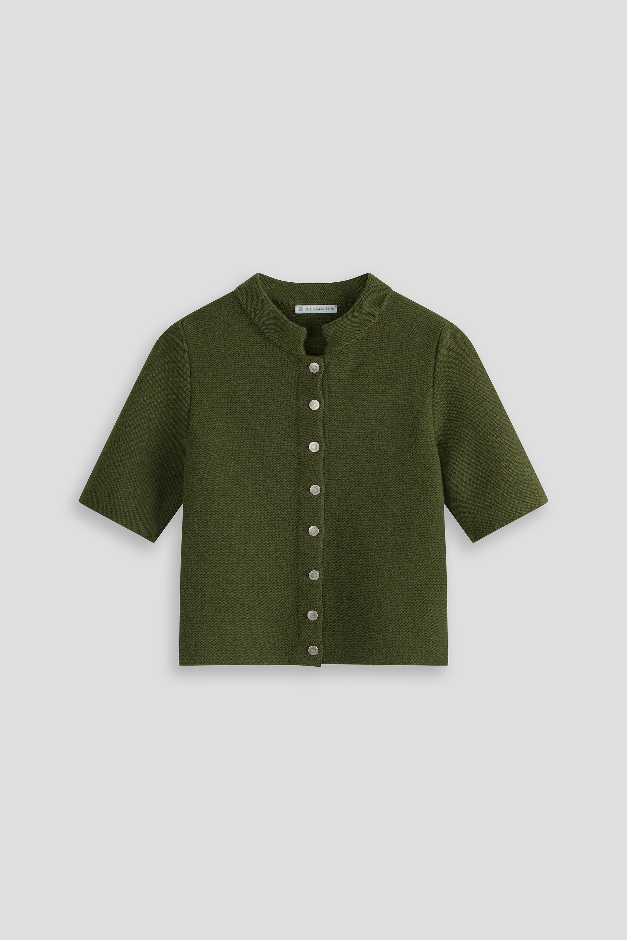 Trachtenjacke-halbarm-Schurwollstrick-moosegruen-Tine