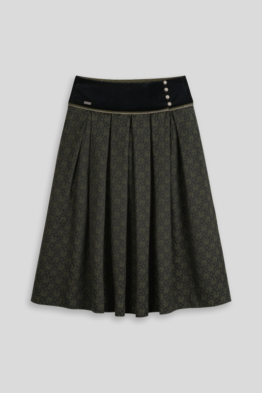 Trachtenrock-lang-elegant-festlich-schwarz-gruen-Gmaschelt