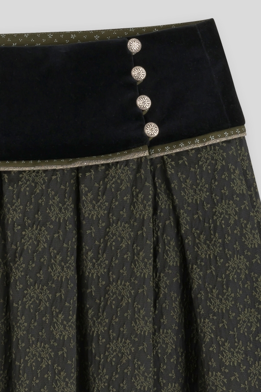 Trachtenrock-lang-elegant-festlich-schwarz-gruen-Gmaschelt