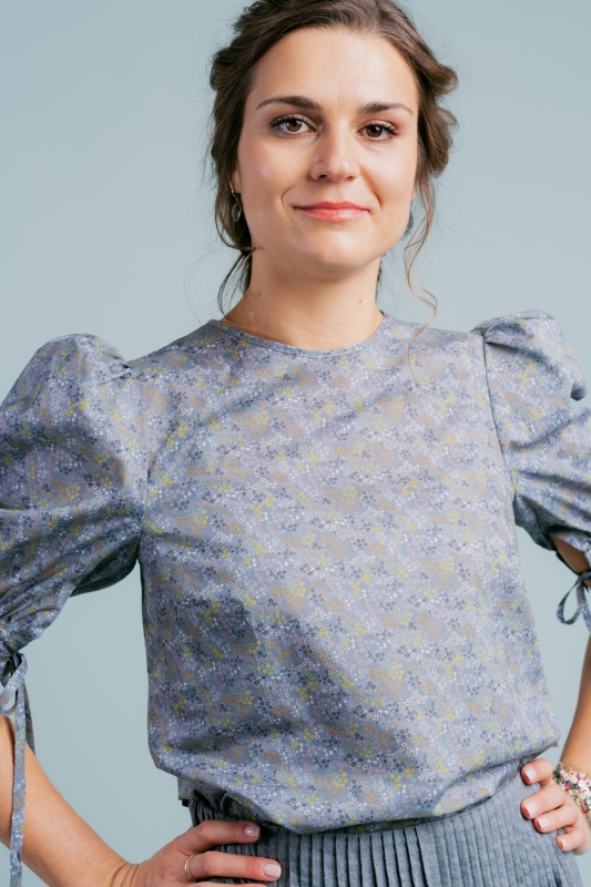 Bluse-Damen-Muster-grau-blau