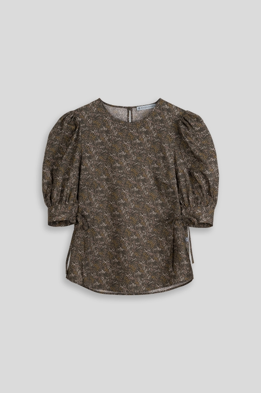 Bluse-Damen-Muster-gruen-braun-Tula