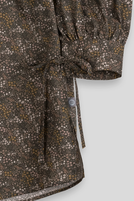 Bluse-Damen-Muster-gruen-braun-Tula
