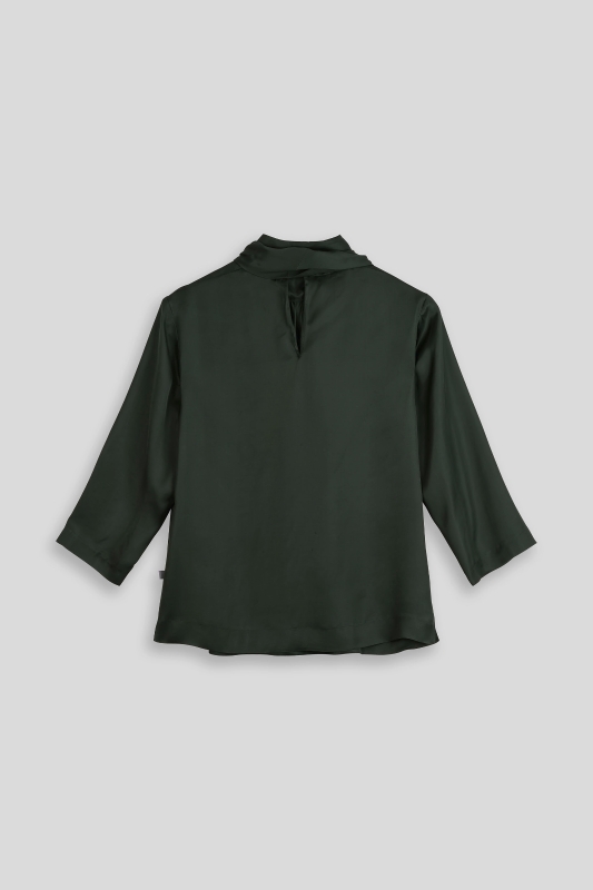 Bluse-Damen-Satin-Schluppe-dunkelgruen-Antonia