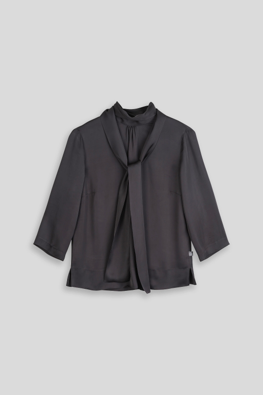 Bluse-Damen-Satin-Schluppe-grau-Antonia