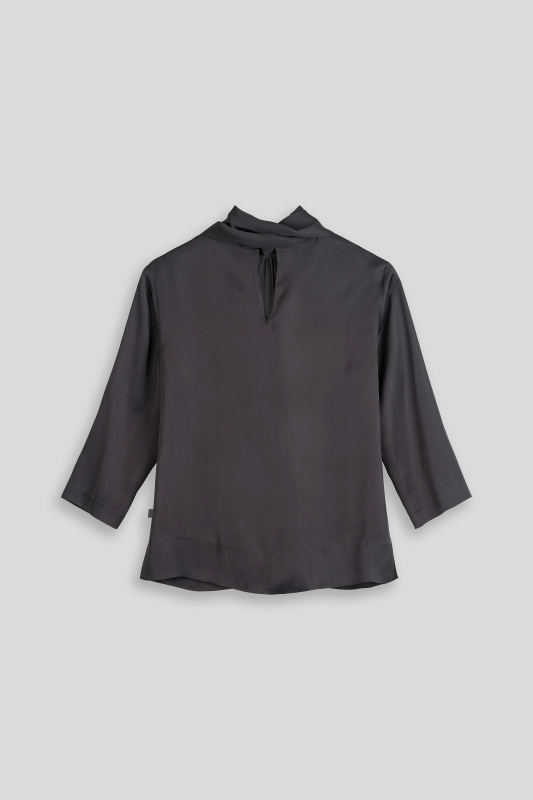 Bluse-Damen-Satin-Schluppe-grau-Antonia