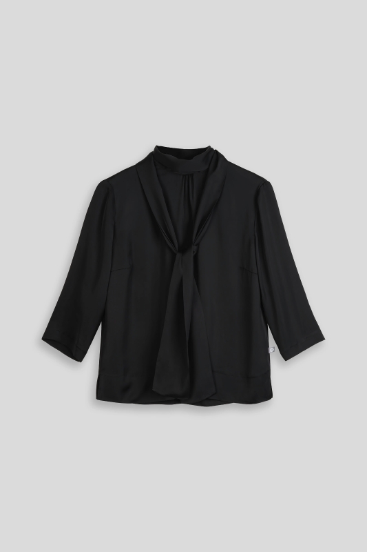 Bluse-Damen-Satin-Schluppe-schwarz-Antonia