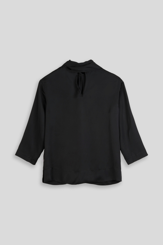 Bluse-Damen-Satin-Schluppe-schwarz-Antonia
