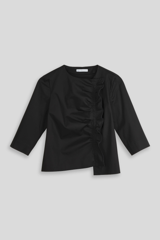 Bluse-Damen-Rueschen-schwarz-Lara