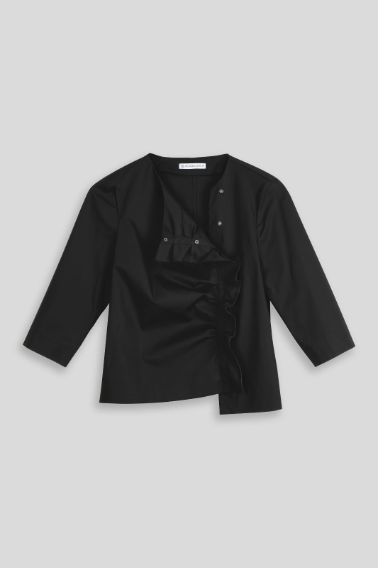 Bluse-Damen-Rueschen-schwarz-Lara