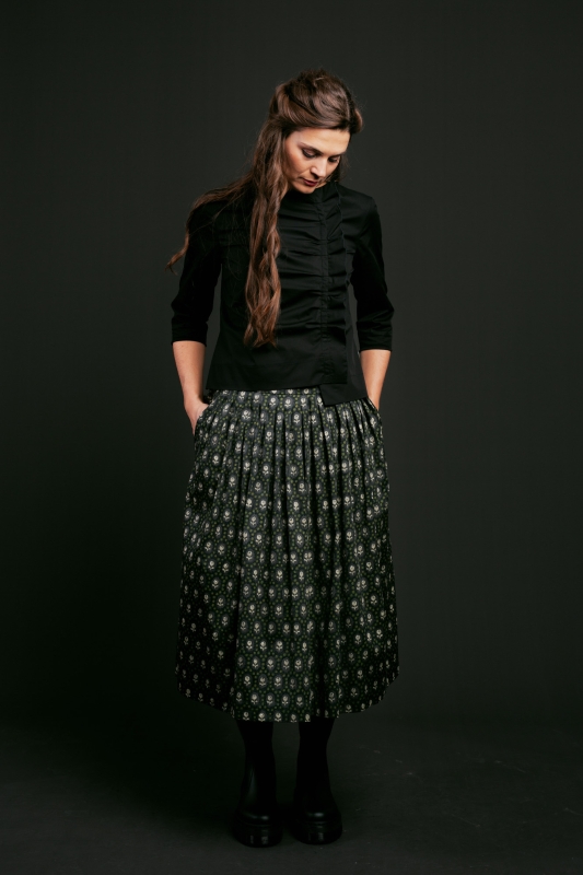 Bluse-Damen-Rueschen-schwarz-Lara