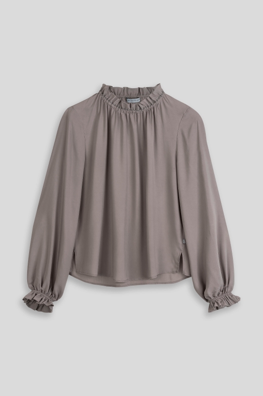 Bluse-Damen-Rueschen-grau-Emma