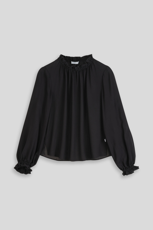 Bluse-Damen-Rueschen-schwarz-Emma