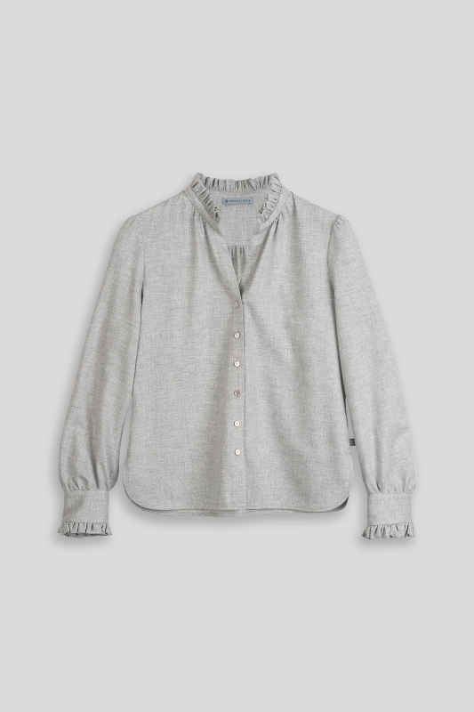 Bluse-Damen-Baumwolle-Winter-hellgrau-Rueschen-Susanna