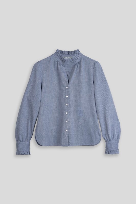 Bluse-Damen-Baumwolle-Winter-blau-Rueschen-Susanna