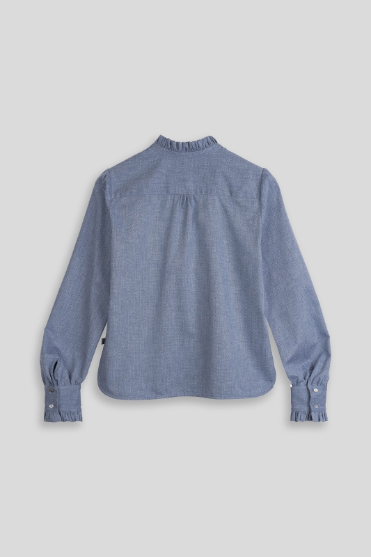 Bluse-Damen-Baumwolle-Winter-blau-Rueschen-Susanna