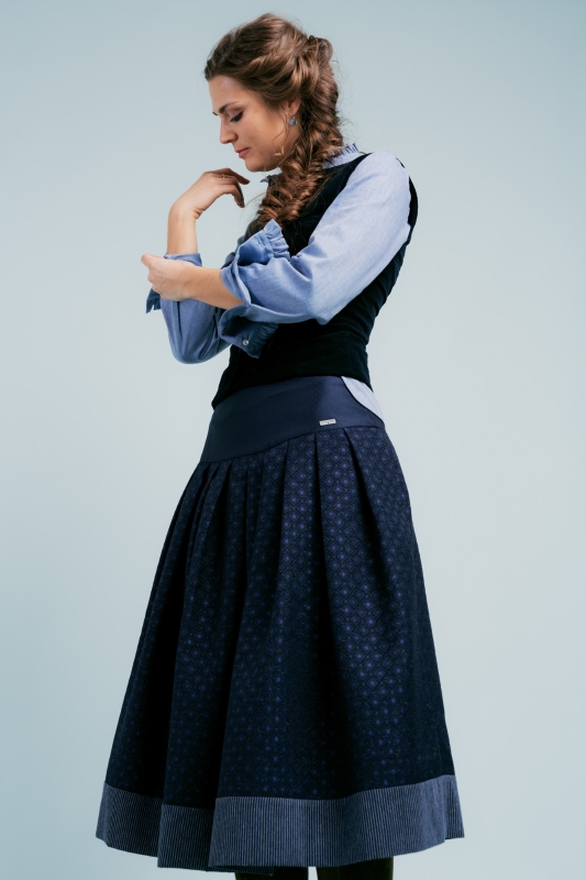 Bluse-Damen-Baumwolle-Winter-blau-Rueschen-Susanna