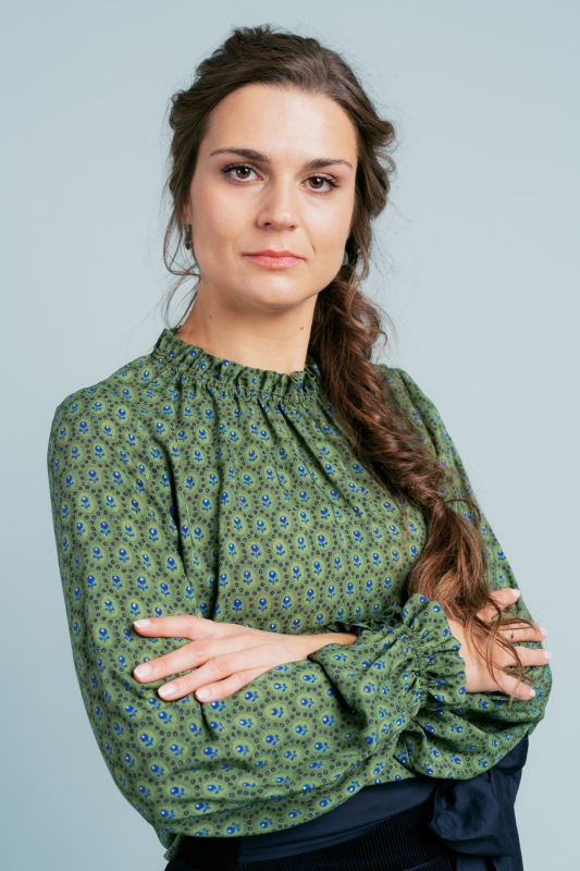 Bluse-Damen-Rueschen-Muster-gruen-blau-Emma