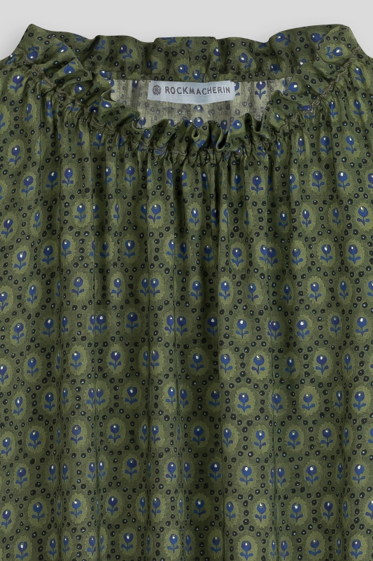 Bluse-Damen-Rueschen-Muster-gruen-blau-Emma