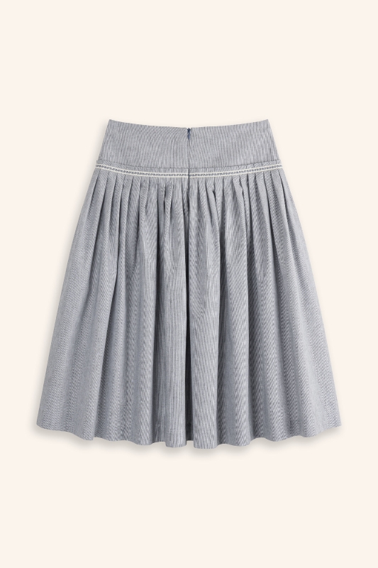 Trachenrock-lang-Streifen-graublau-Weissach