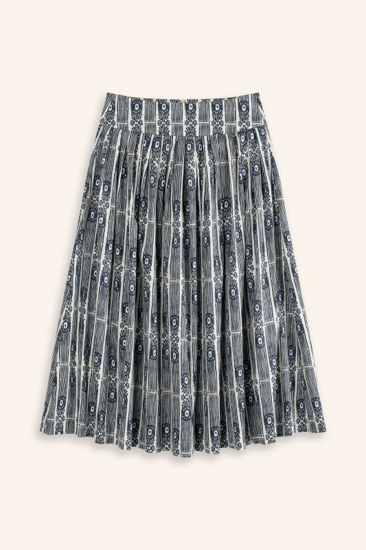 Trachtenrock-lang-Muster-marineblau-Kalo