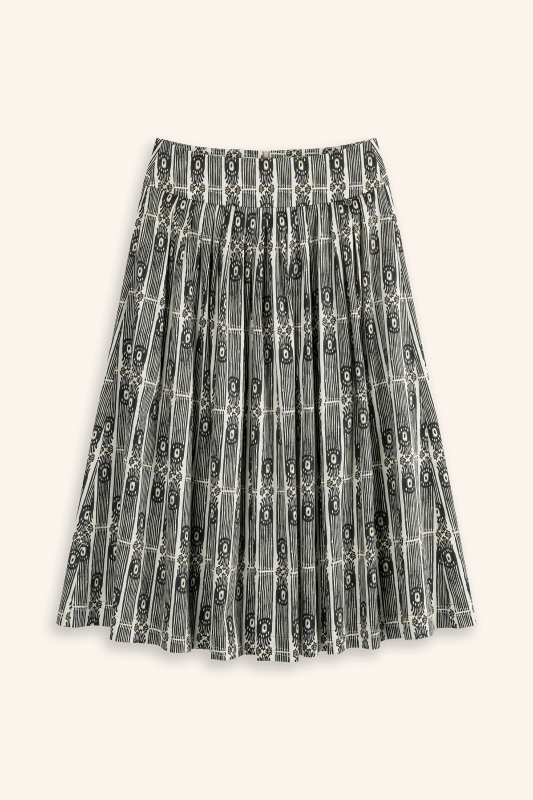 Trachtenrock-lang-Muster-schwarz-Kalo