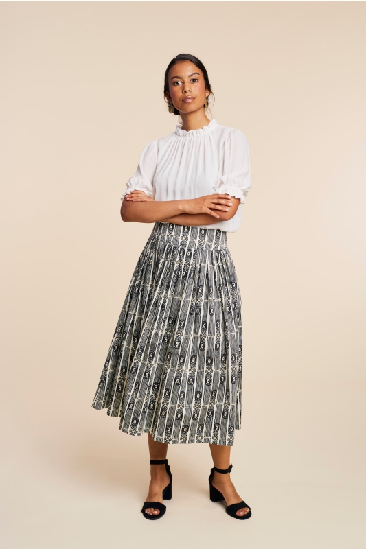 Trachtenrock-lang-Muster-schwarz-Kalo