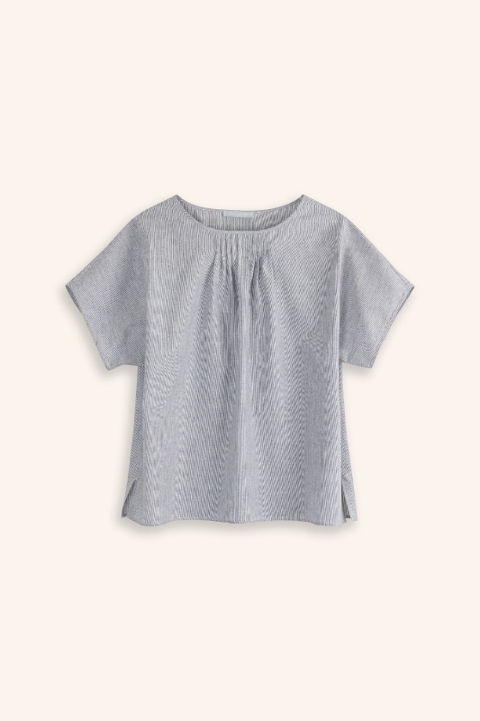 Bluse-Streifen-graublau-Olga