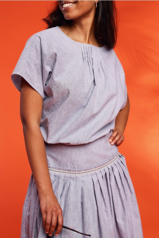 Bluse-Streifen-graublau-Olga