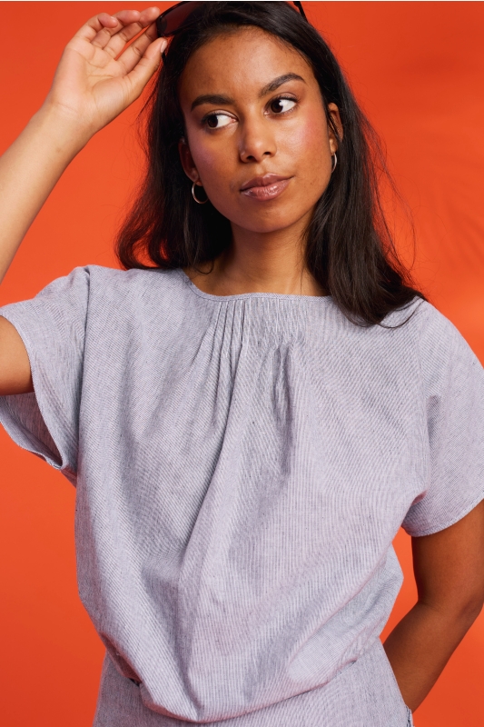 Bluse-Streifen-graublau-Olga