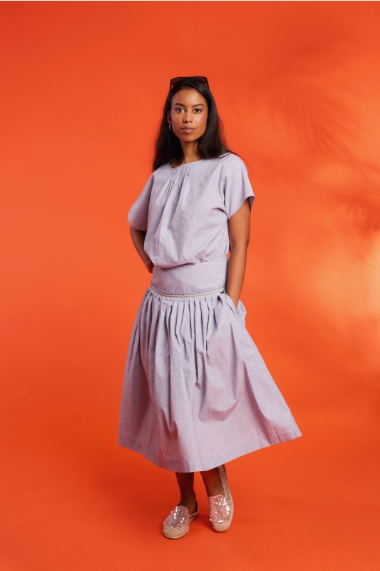 Bluse-Streifen-graublau-Olga