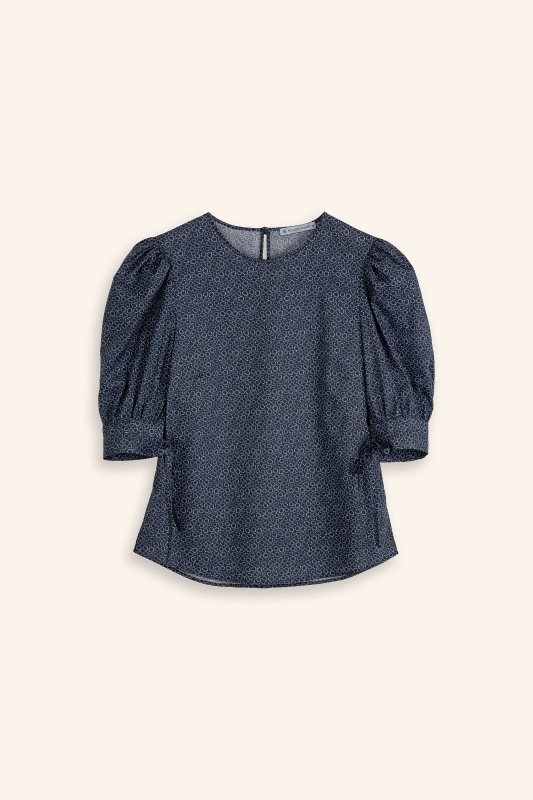 Bluse-Damen-Muster-marineblau-Tula