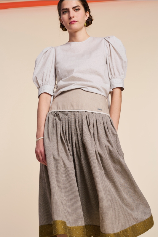 Bluse-Damen-Muster-beigegrau-Tula